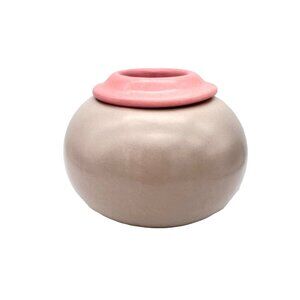 Vintage Masa Mami Hawaiian Treasure Craft Pottery Vase Pink Beige 80s Art Deco